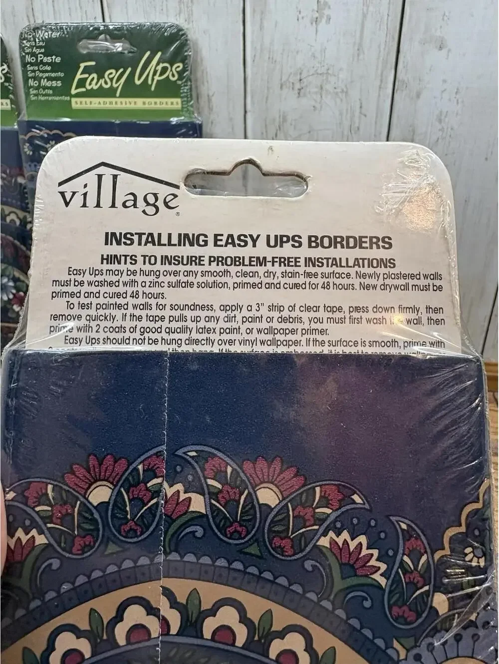 4x Easy Ups Self Adhesive Wall Borders Decorative Edge Floral Paisley 15 ft Vtg